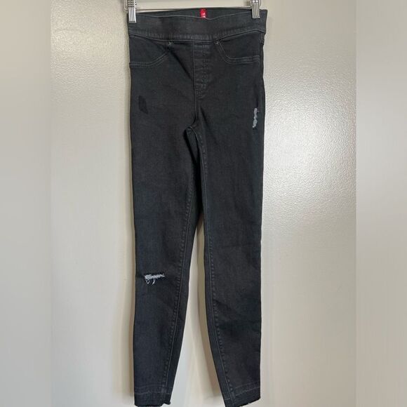 Spanx vintage distressed skinny jeans size xs black pull on edgy rocker punk - Picture 4 of 11